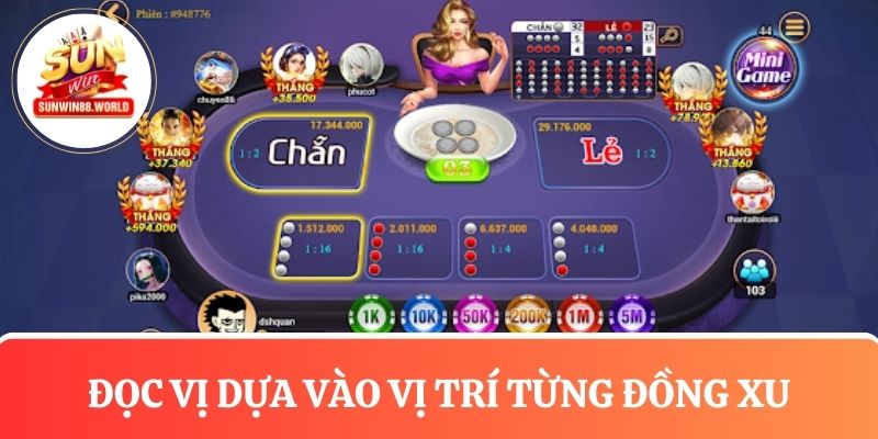 Dựa vào vị trí của từng đồng xu áp dụng cách đọc vị Xóc đĩa