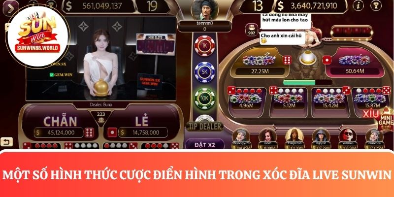 Một số hình thức cược phổ biên trong xóc đĩa Live Sunwin